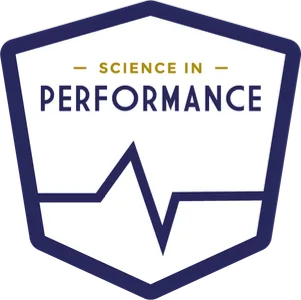 The Science in Performance logo: a navy shield outline enclosing the words 'Science in Performance' above a heartbeat trace line.