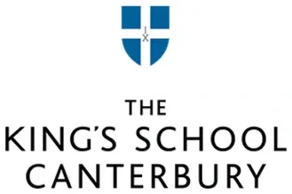 The King's School Canterbury logo: a small blue and white shield bearing a cross, above the school's name in serif capitals.